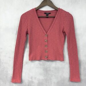 Forever 21 Women Crop Cardigan Size Medium Y2K‎ Coquette Clean Girl Femme Retro